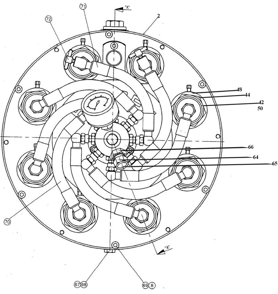 Diagram of Harben "P&quote; Pump enumerating various components